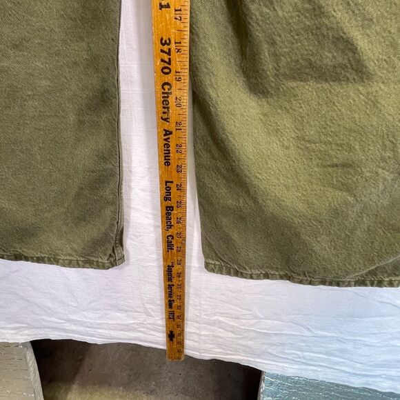 We The Free Olive Green Cotton Palmer Cuffed Wide Leg Jeans Dark Wash Size 28 - Picture 8 of 10
